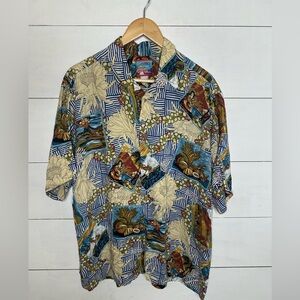 Reyn Spooner Joe Kealoha's Mens Shirt Vintage Reverse Print Rayon Size L